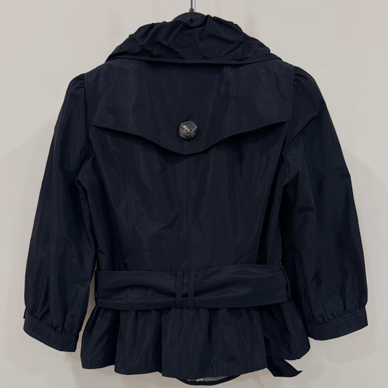 BURBERRY 藍標 雙排扣短版腰帶風衣 黑色-2