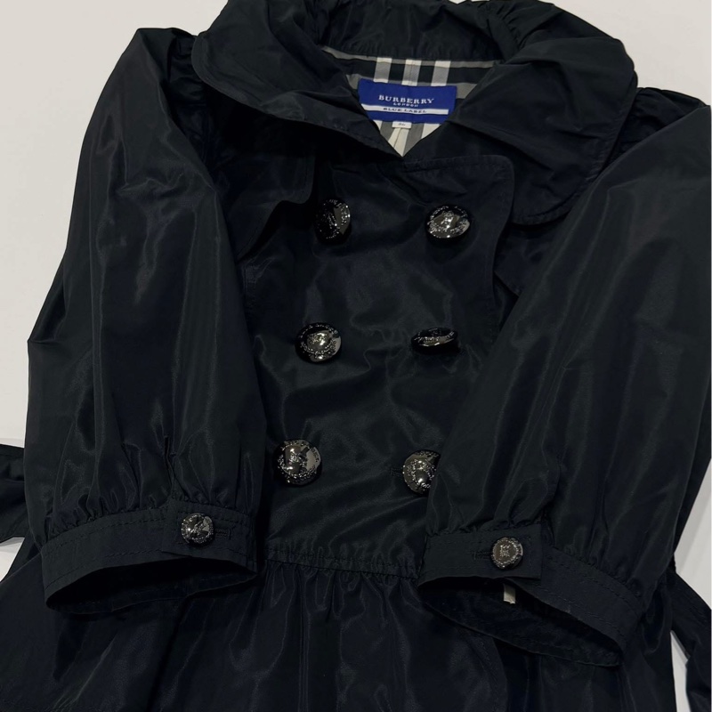 BURBERRY 藍標 雙排扣短版腰帶風衣 黑色-5