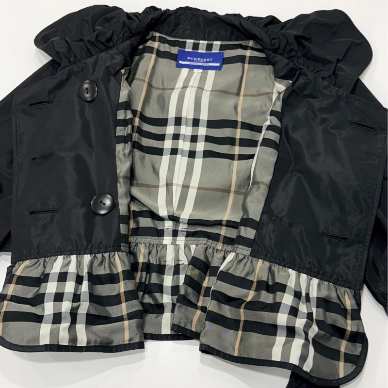 BURBERRY 藍標 雙排扣短版腰帶風衣 黑色-7