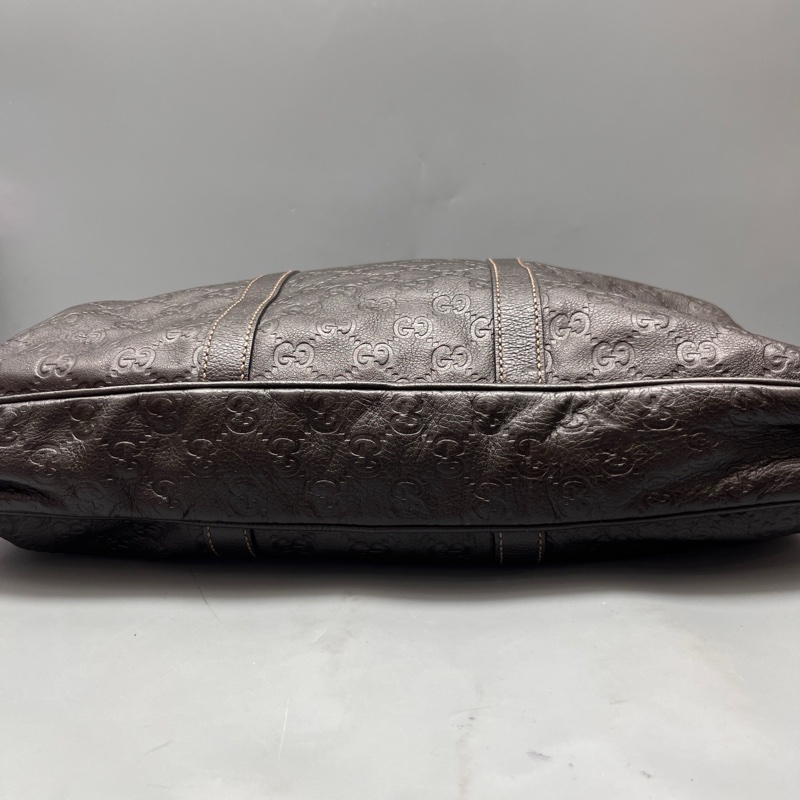 GUCCI 棕色壓花公文手提包 無肩帶 尺寸40*28 無附件-2