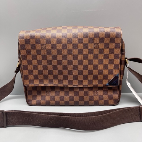 99新LV路易威登 棕棋盤格布魯克林翻蓋郵差包 尺寸32*26