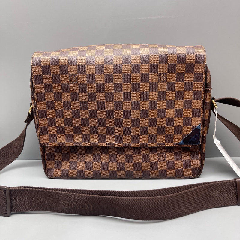 99新LV路易威登 棕棋盤格布魯克林翻蓋郵差包 尺寸32*26-0