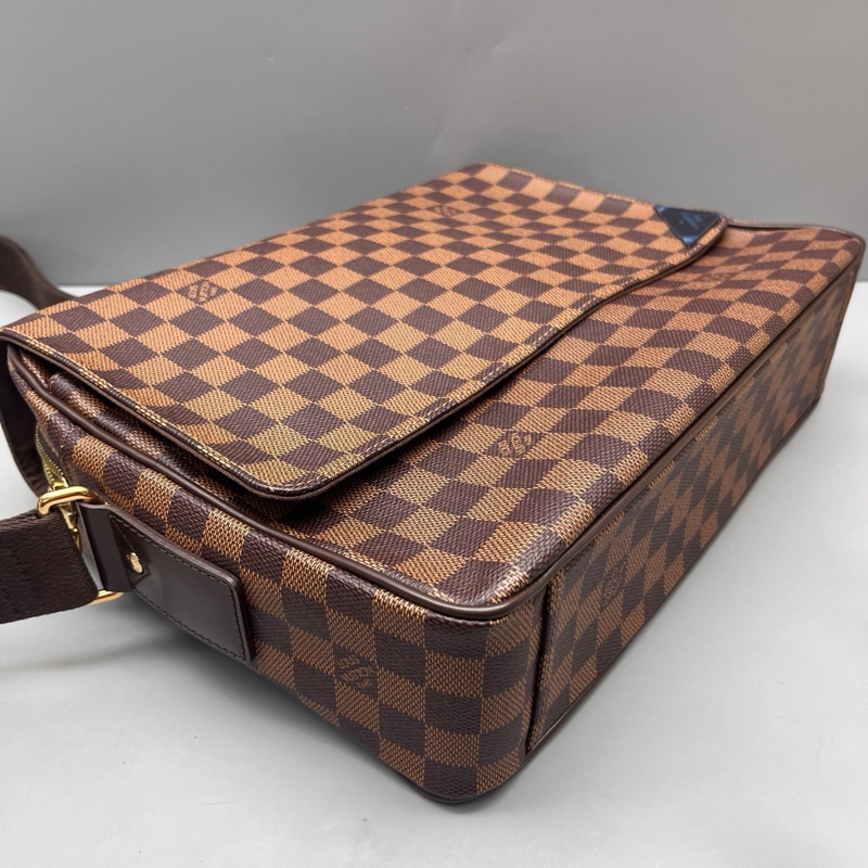 99新LV路易威登 棕棋盤格布魯克林翻蓋郵差包 尺寸32*26-4
