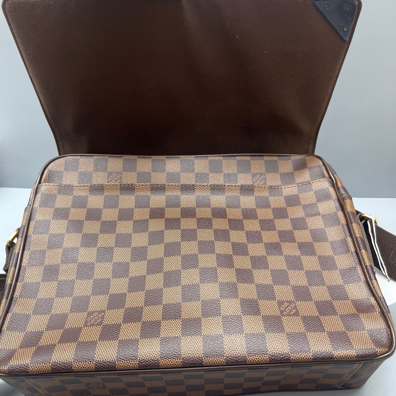 99新LV路易威登 棕棋盤格布魯克林翻蓋郵差包 尺寸32*26-6