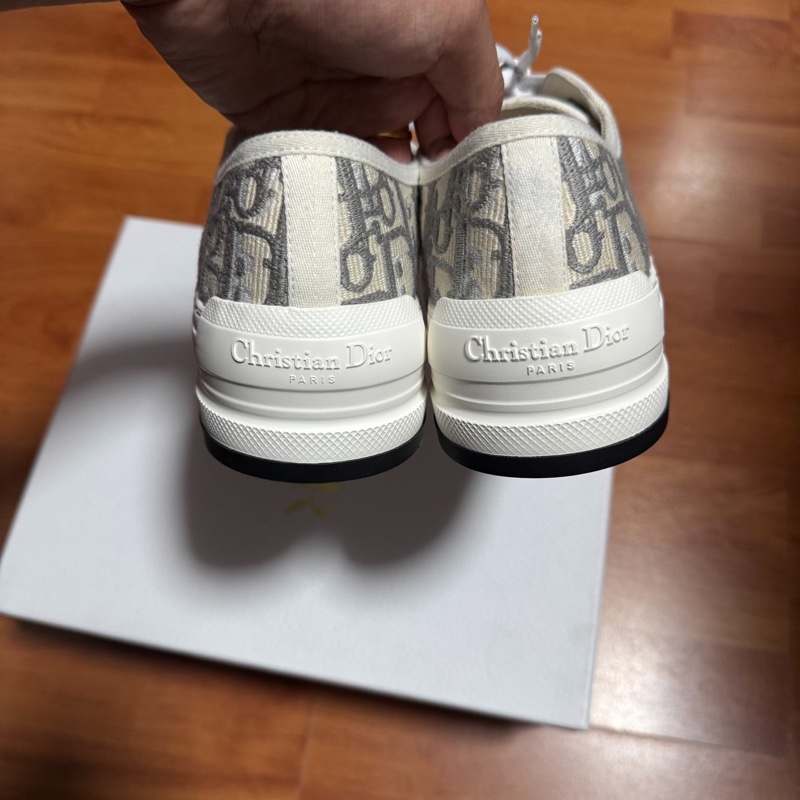 Dior厚底鞋迪奧新款CD刺繡滿印板鞋 灰白色 37.5碼-4