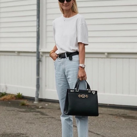 Gucci zumi小號 黑金手提包 35x27 98新配件塵袋