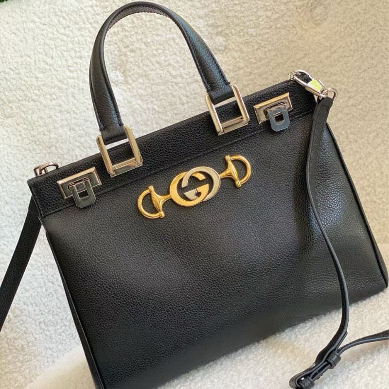 Gucci zumi小號 黑金手提包 35x27 98新配件塵袋-1