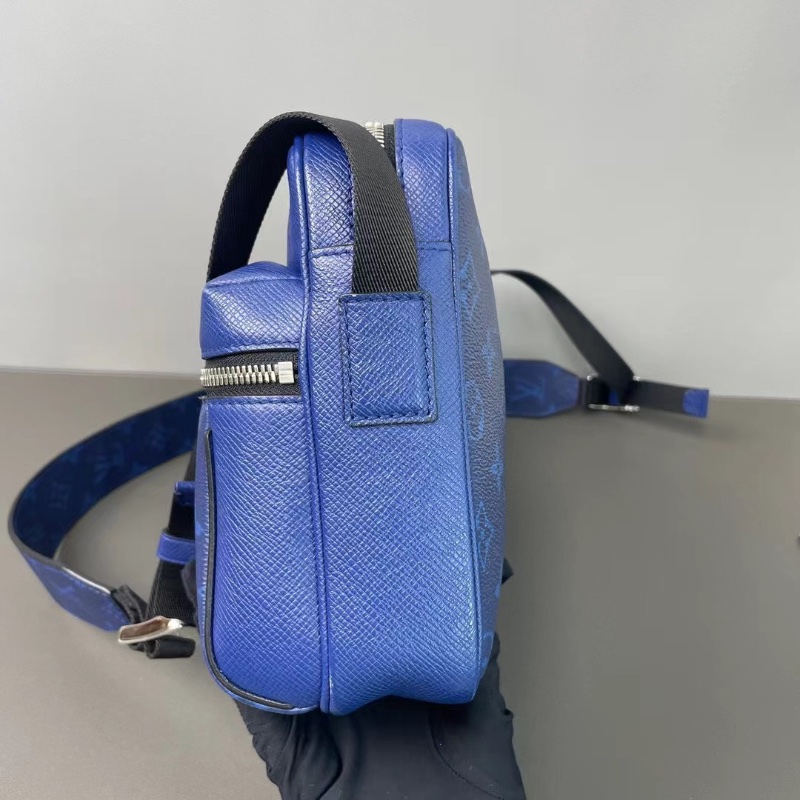 lv outdoor老花拼皮 郵差包藍色 經典老花配寶藍色 24*18*8.5 98新配件塵袋-5