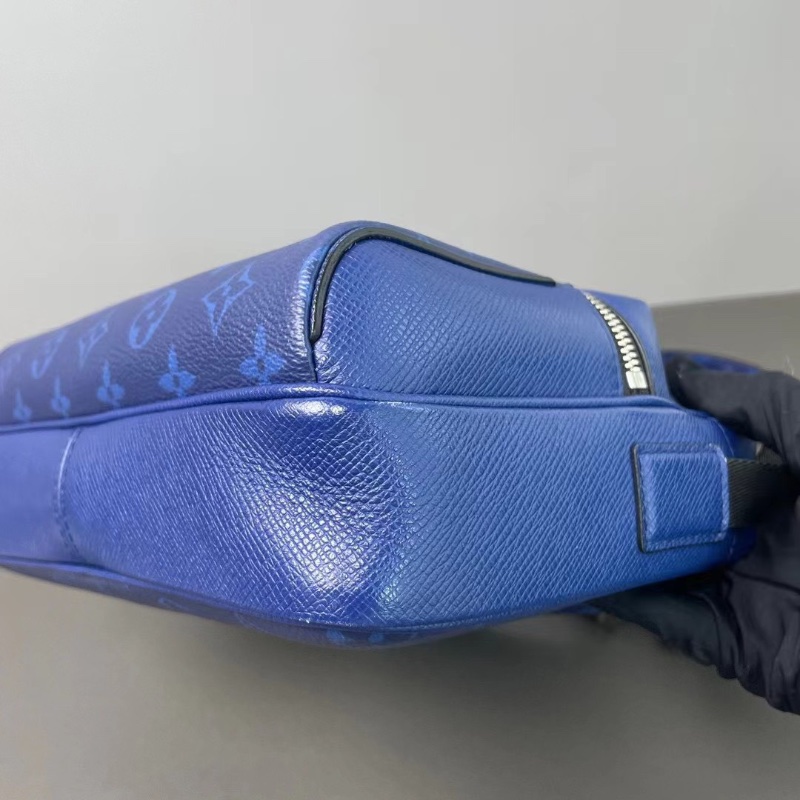 lv outdoor老花拼皮 郵差包藍色 經典老花配寶藍色 24*18*8.5 98新配件塵袋-6