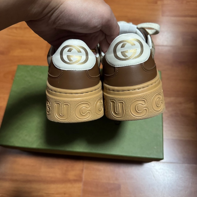 Gucci古馳餅乾鞋 低幫GG滿印時尚休閒板鞋 女款 棕色 36.5碼-5