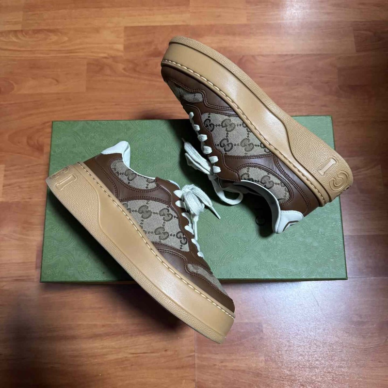 Gucci古馳餅乾鞋 低幫GG滿印時尚休閒板鞋 女款 棕色 36.5碼-9