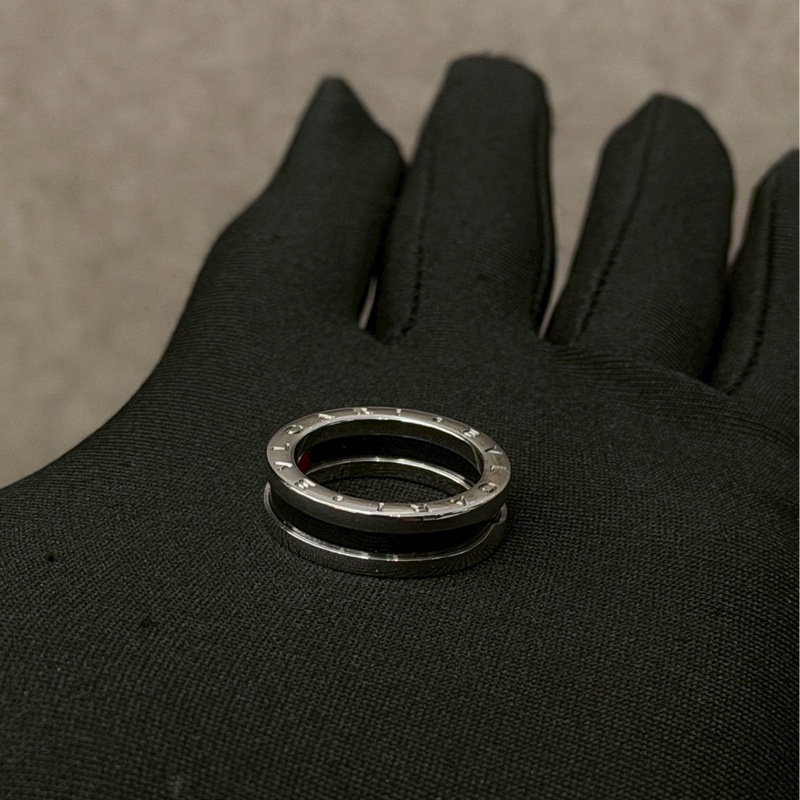 寶格麗經典黑銀戒指-2