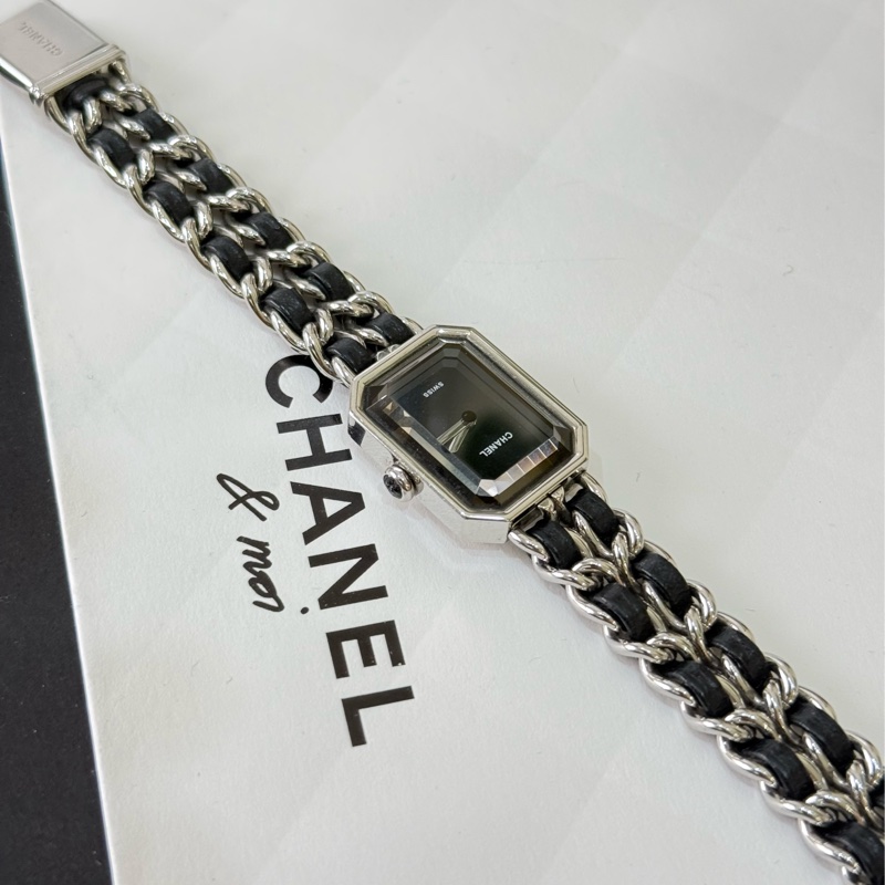 新款Chanel黑銀皮穿鏈首映錶 尺寸XS 專櫃二十萬-1