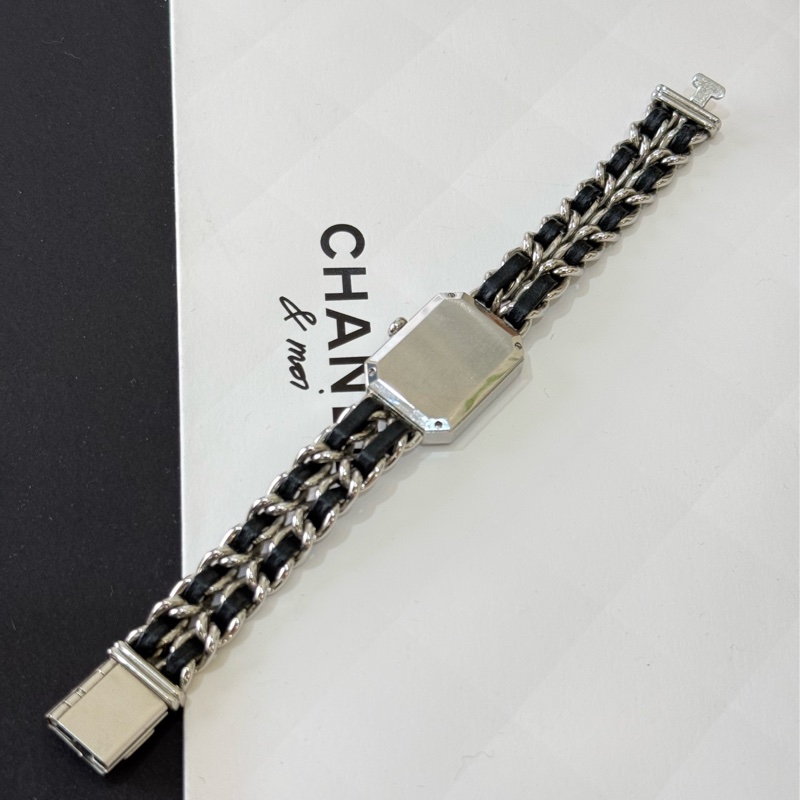 新款Chanel黑銀皮穿鏈首映錶 尺寸XS 專櫃二十萬-2