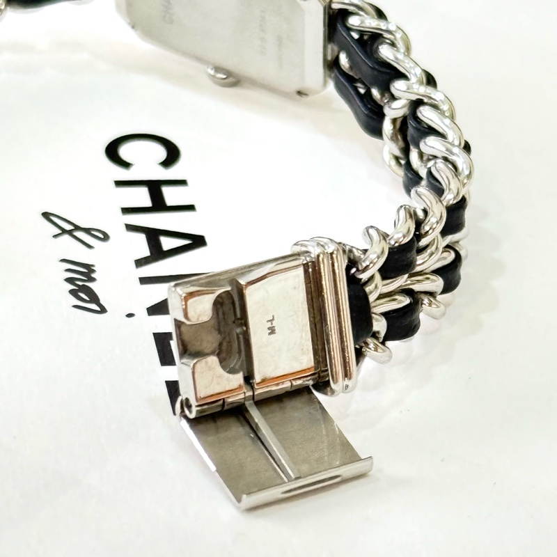 新款Chanel黑銀皮穿鏈首映錶 尺寸XS 專櫃二十萬-7