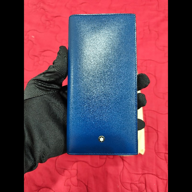 Montblanc 萬寶龍 藍色長夾 真品 全新 急售-0