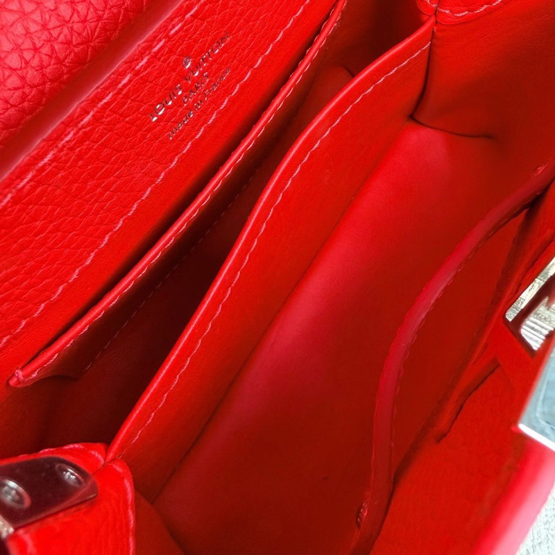 LV限量漸變Capucines minI 芯片款 紅藍漸變 銀扣 牛皮20*13*7 98新配件盒子 塵袋 肩帶-2