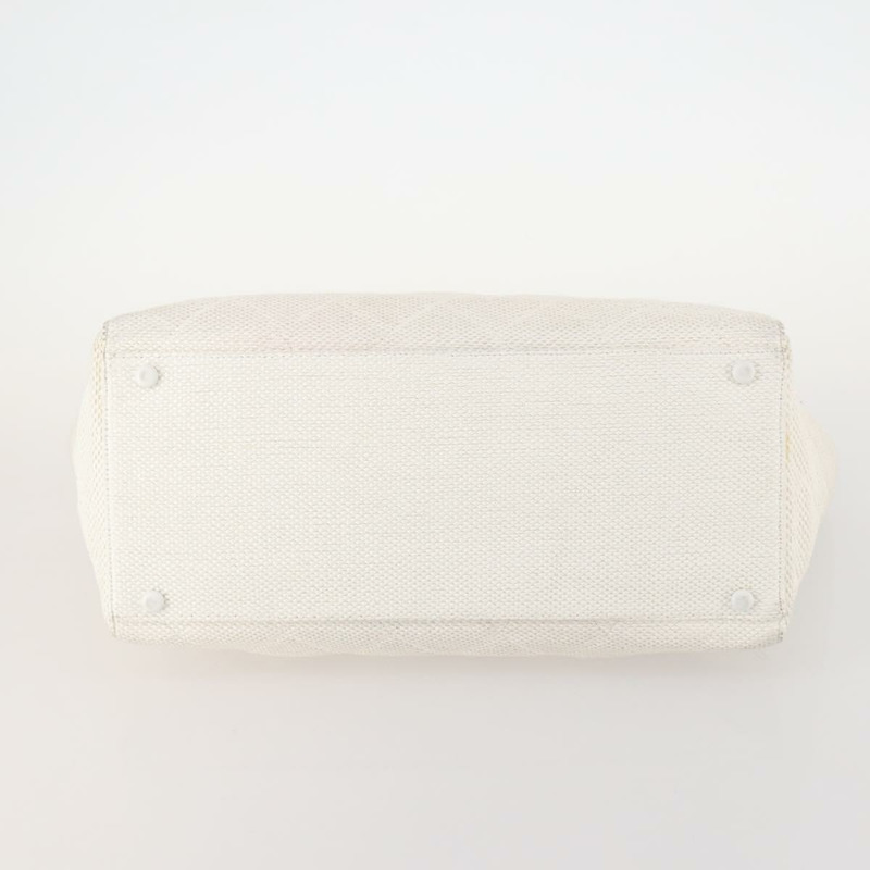 【日本直送】香奈兒塑膠鏈條手提包 草編 白色 CC Auth 171126-4