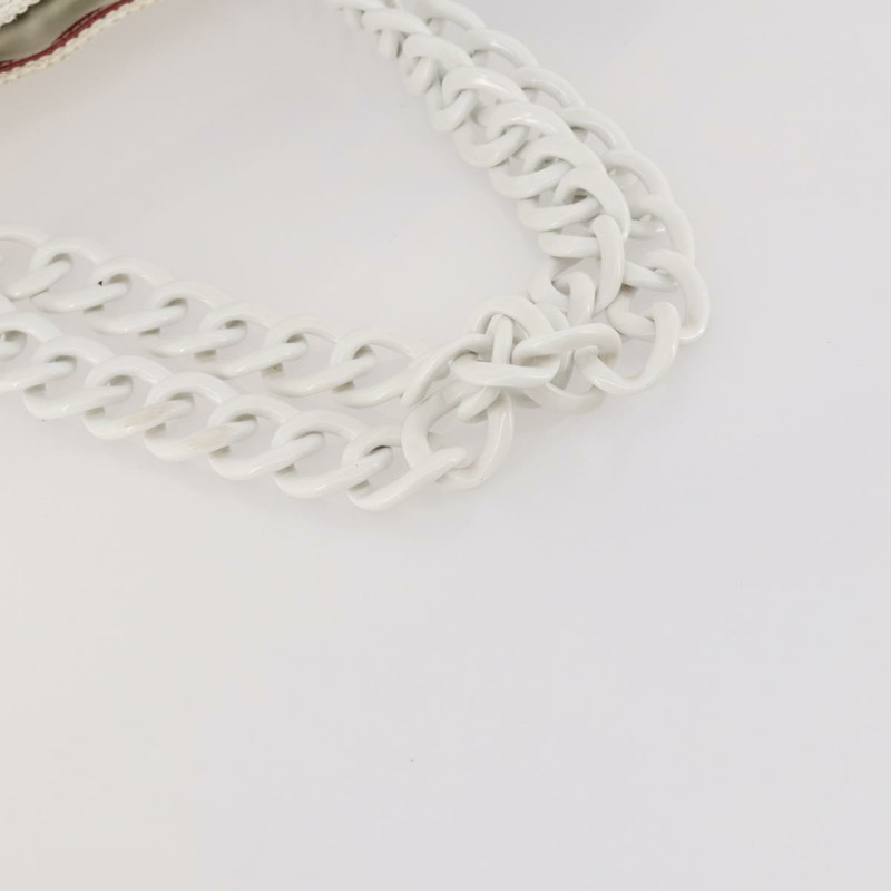 【日本直送】香奈兒塑膠鏈條手提包 草編 白色 CC Auth 171126-6