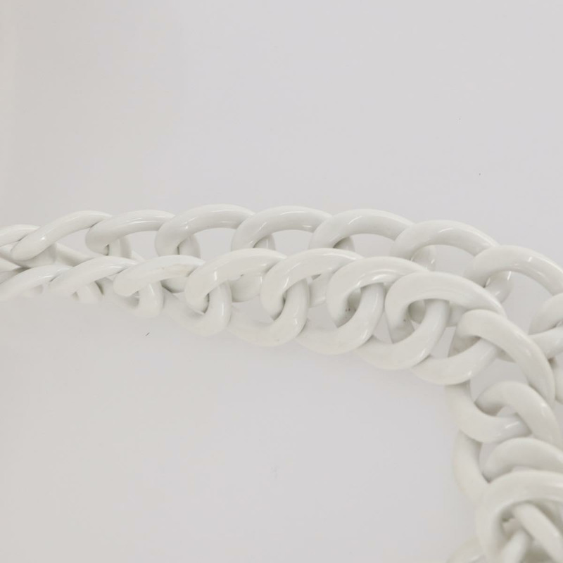 【日本直送】香奈兒塑膠鏈條手提包 草編 白色 CC Auth 171126-7