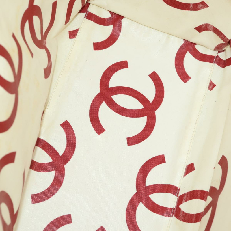 【日本直送】香奈兒塑膠鏈條手提包 草編 白色 CC Auth 171126-9