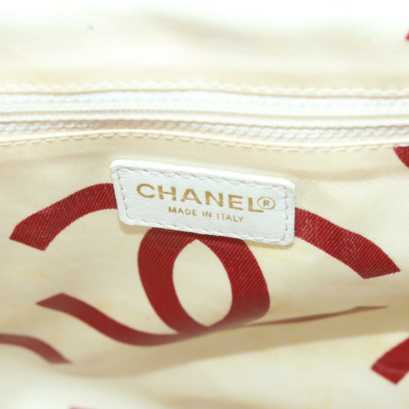 【日本直送】香奈兒塑膠鏈條手提包 草編 白色 CC Auth 171126-19