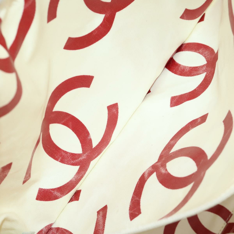 【日本直送】香奈兒塑膠鏈條手提包 草編 白色 CC Auth 171126-21