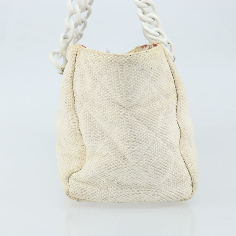 【日本直送】香奈兒 (CHANEL) Matelasse 塑膠鏈條單肩包 草編 米色 金 CC 標誌 Auth 170647A-2