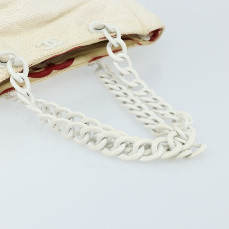 【日本直送】香奈兒 (CHANEL) Matelasse 塑膠鏈條單肩包 草編 米色 金 CC 標誌 Auth 170647A-6