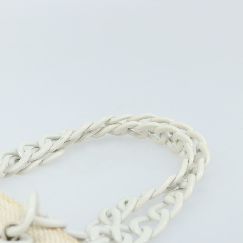 【日本直送】香奈兒 (CHANEL) Matelasse 塑膠鏈條單肩包 草編 米色 金 CC 標誌 Auth 170647A-7