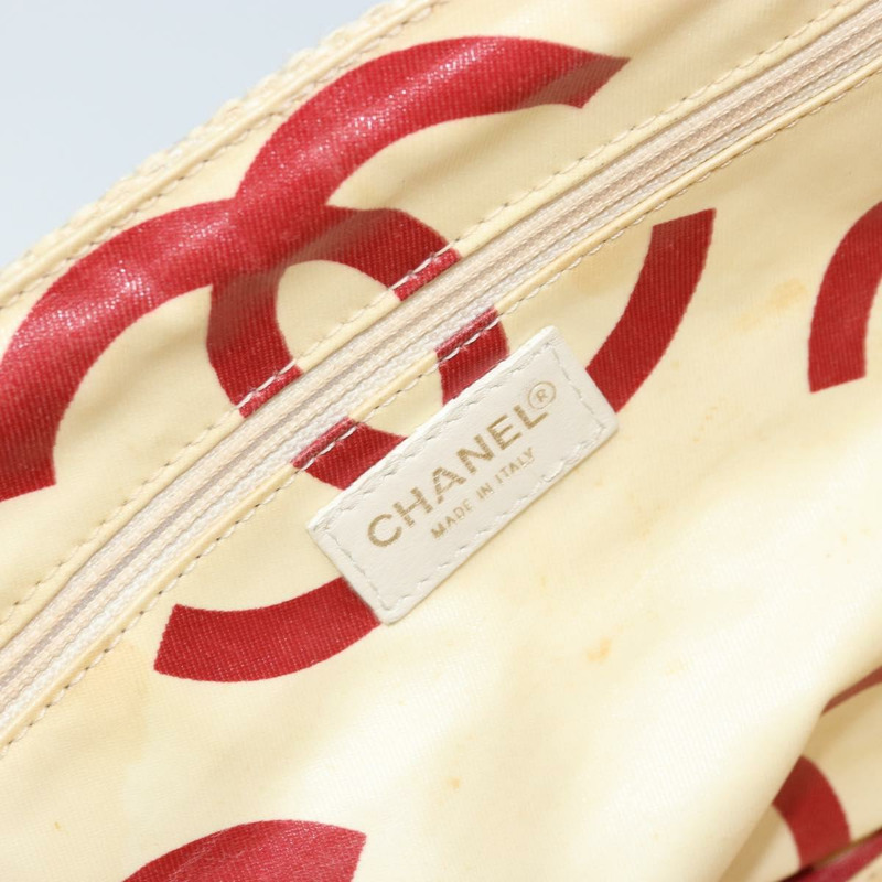 【日本直送】香奈兒 (CHANEL) Matelasse 塑膠鏈條單肩包 草編 米色 金 CC 標誌 Auth 170647A-9