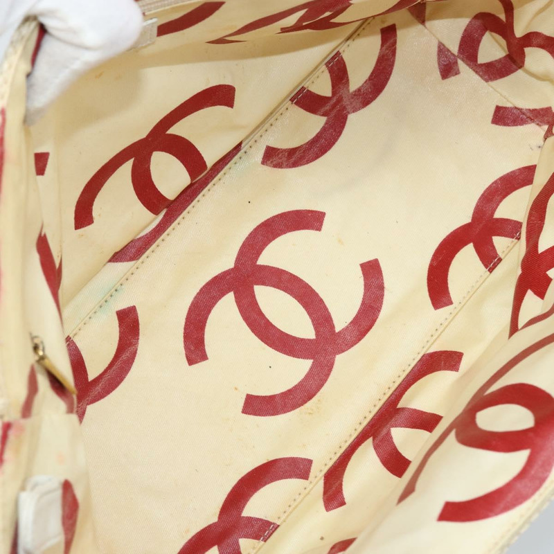 【日本直送】香奈兒 (CHANEL) Matelasse 塑膠鏈條單肩包 草編 米色 金 CC 標誌 Auth 170647A-10