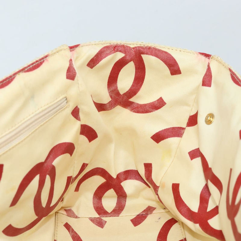 【日本直送】香奈兒 (CHANEL) Matelasse 塑膠鏈條單肩包 草編 米色 金 CC 標誌 Auth 170647A-17