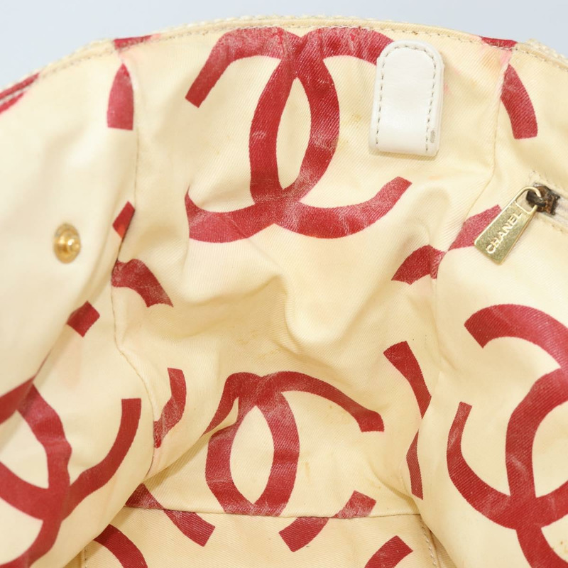 【日本直送】香奈兒 (CHANEL) Matelasse 塑膠鏈條單肩包 草編 米色 金 CC 標誌 Auth 170647A-18