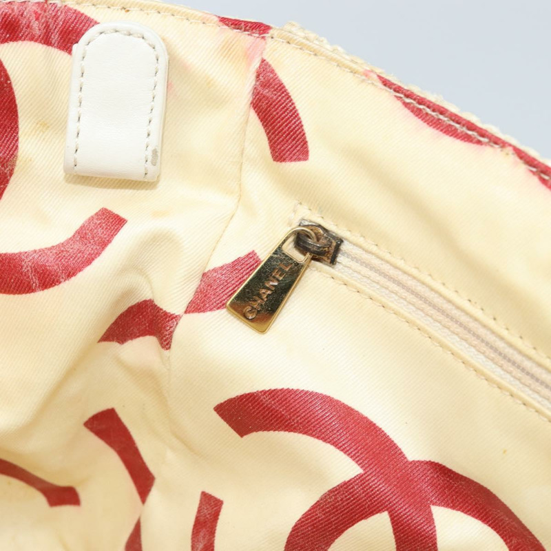 【日本直送】香奈兒 (CHANEL) Matelasse 塑膠鏈條單肩包 草編 米色 金 CC 標誌 Auth 170647A-19