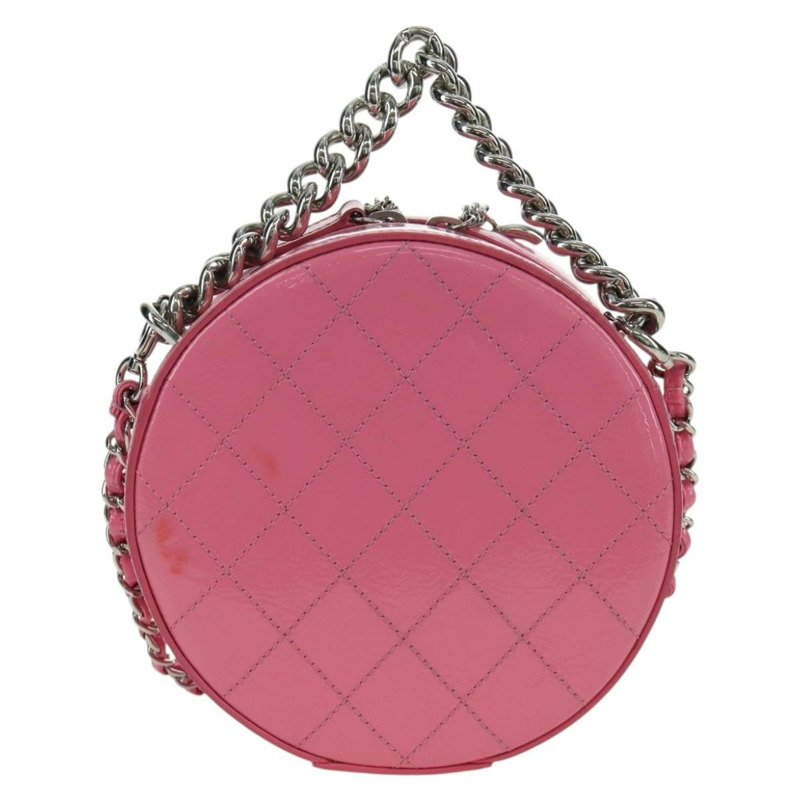 【日本直送】香奈兒 (CHANEL) 漆皮粉紅銀色雙C標誌鏈條單背包 ARZ544SAM-1