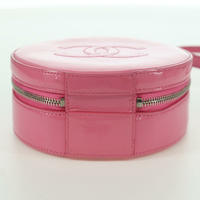 【日本直送】香奈兒 (CHANEL) 漆皮粉紅銀色雙C標誌鏈條單背包 ARZ544SAM-5