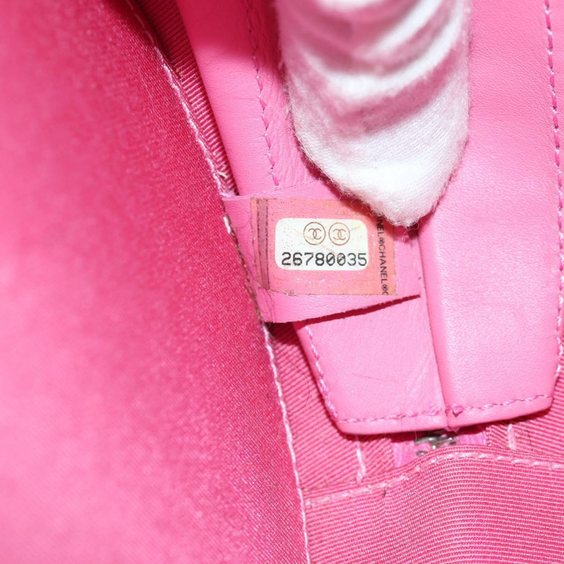 【日本直送】香奈兒 (CHANEL) 漆皮粉紅銀色雙C標誌鏈條單背包 ARZ544SAM-9