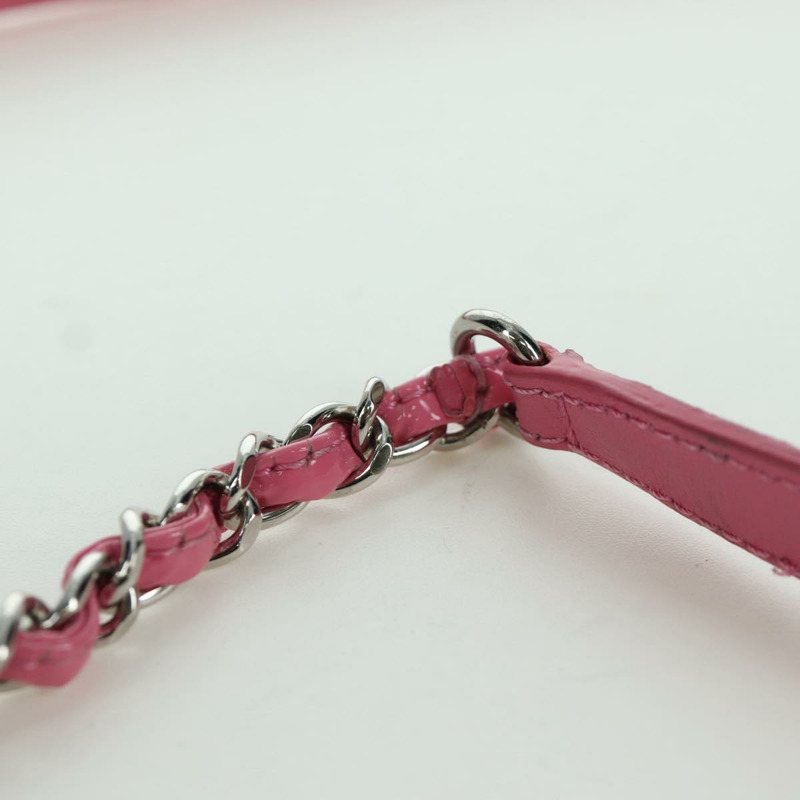 【日本直送】香奈兒 (CHANEL) 漆皮粉紅銀色雙C標誌鏈條單背包 ARZ544SAM-18