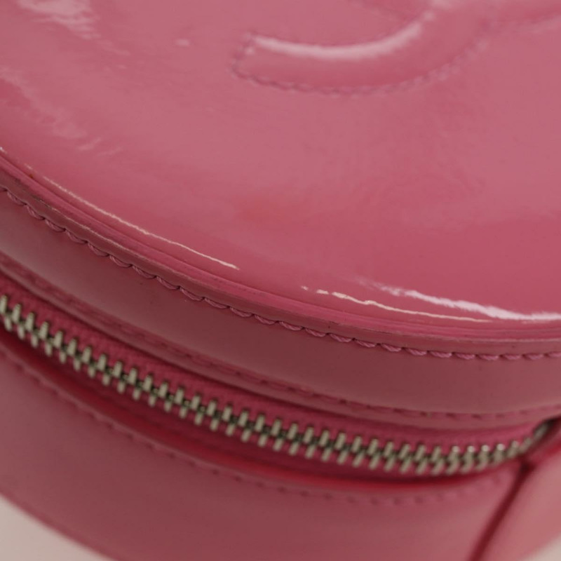 【日本直送】香奈兒 (CHANEL) 漆皮粉紅銀色雙C標誌鏈條單背包 ARZ544SAM-19