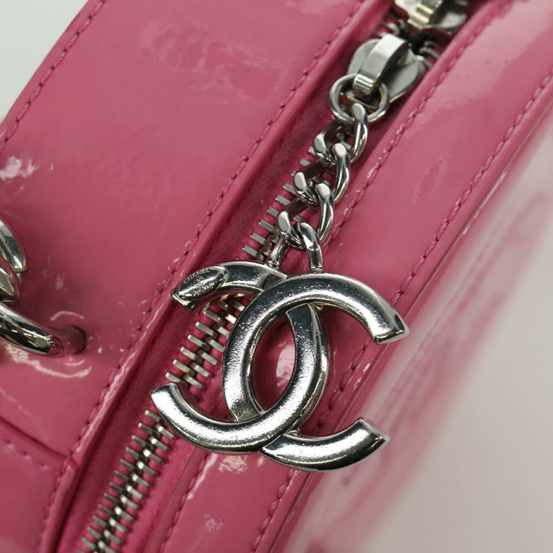 【日本直送】香奈兒 (CHANEL) 漆皮粉紅銀色雙C標誌鏈條單背包 ARZ544SAM-24