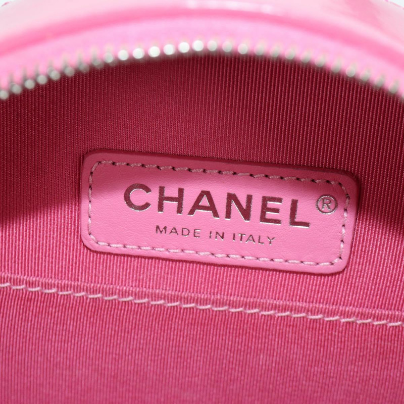 【日本直送】香奈兒 (CHANEL) 漆皮粉紅銀色雙C標誌鏈條單背包 ARZ544SAM-27