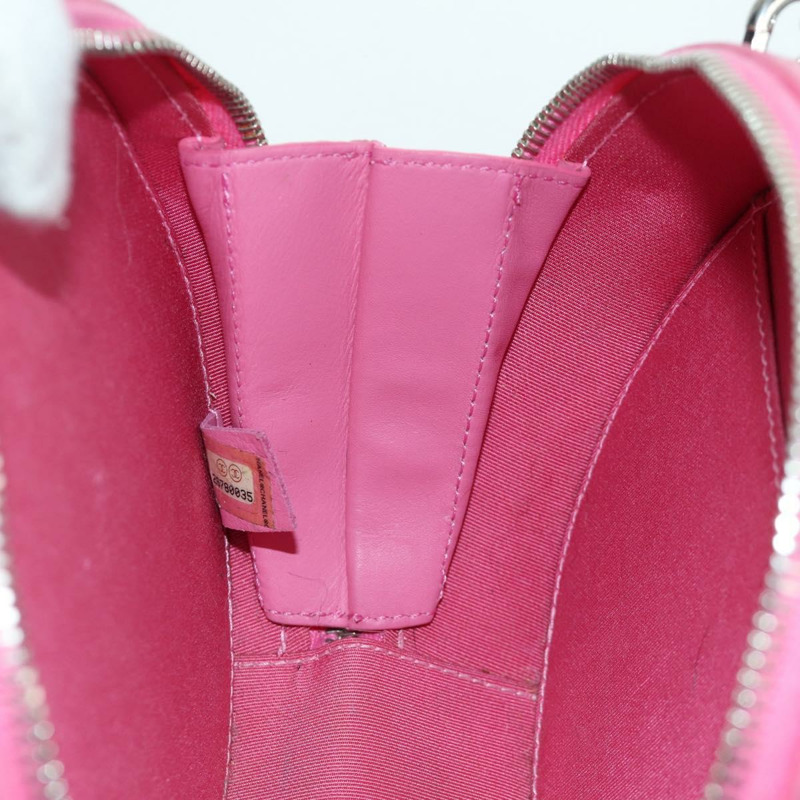 【日本直送】香奈兒 (CHANEL) 漆皮粉紅銀色雙C標誌鏈條單背包 ARZ544SAM-29