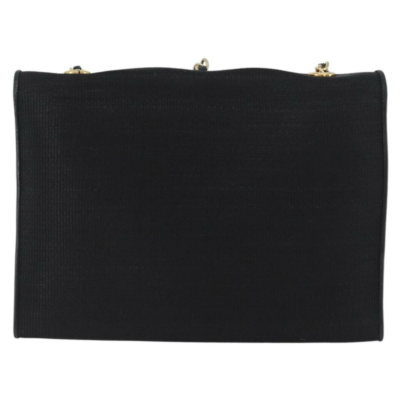 【日本直送】香奈兒鏈單背包帆布黑色金色雙C標誌 LNZ681V-1