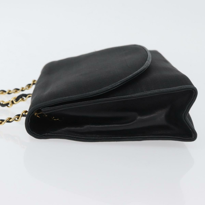 【日本直送】香奈兒鏈單背包帆布黑色金色雙C標誌 LNZ681V-3