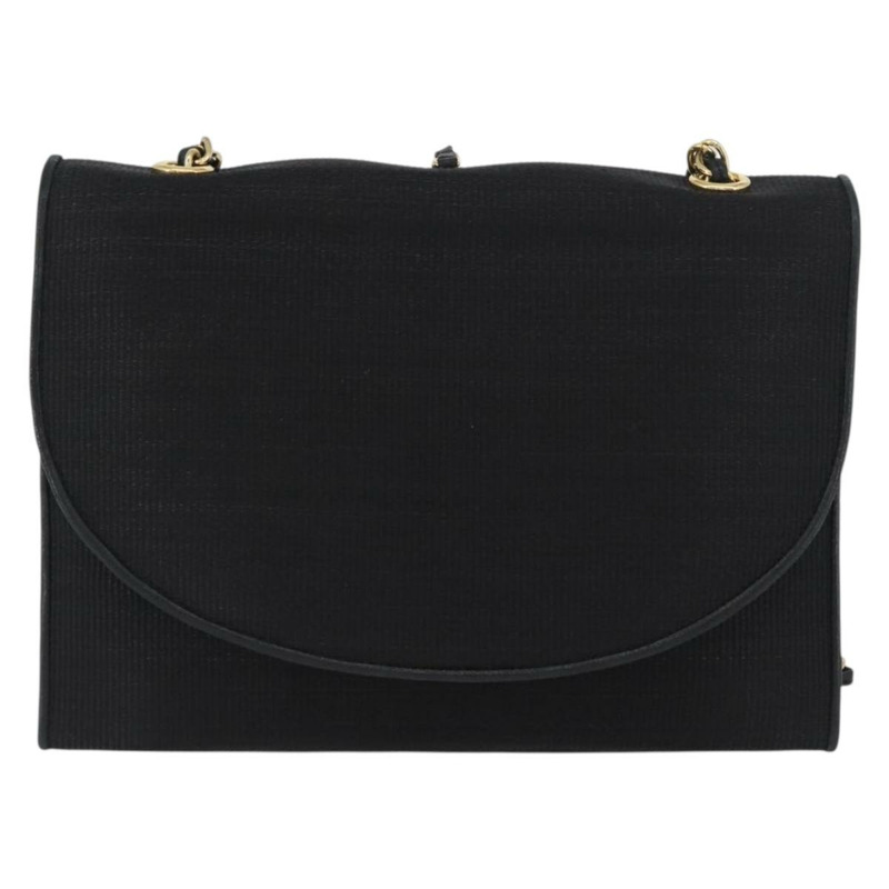 【日本直送】香奈兒鏈單背包帆布黑色金色雙C標誌 LNZ681V-12