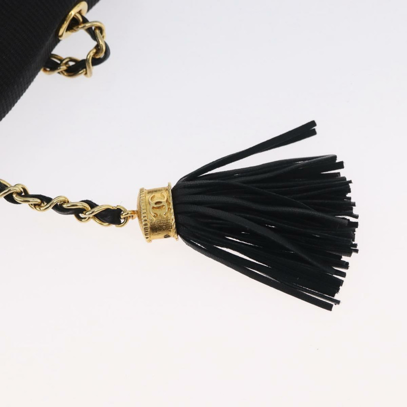 【日本直送】香奈兒鏈單背包帆布黑色金色雙C標誌 LNZ681V-17