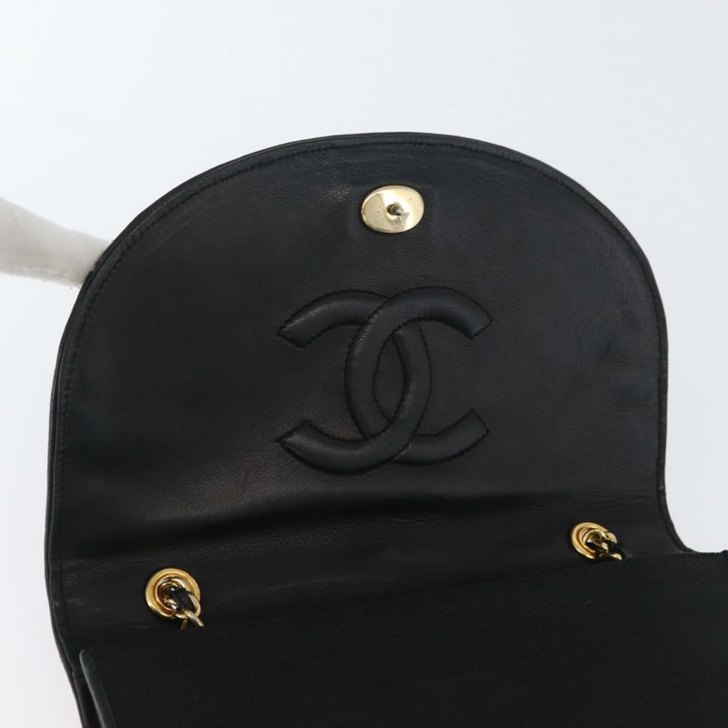 【日本直送】香奈兒鏈單背包帆布黑色金色雙C標誌 LNZ681V-20