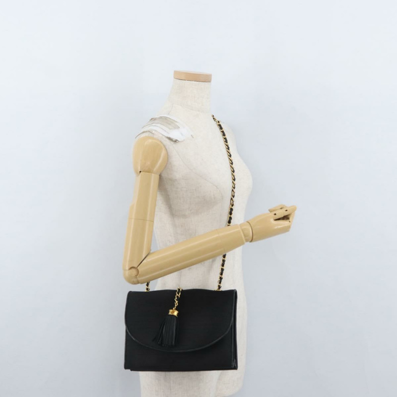 【日本直送】香奈兒鏈單背包帆布黑色金色雙C標誌 LNZ681V-26