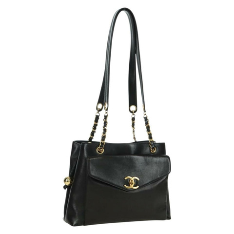 香奈兒鏈條手提包，羊皮材質，金色棕色，CC標誌，ARZ709SAV